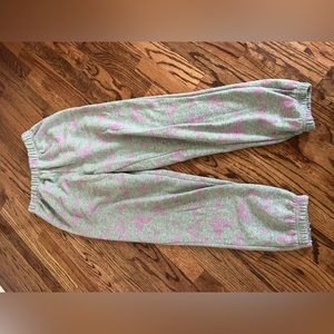Urban outfitters sweatpants, green and pink with butterfly design, size 10